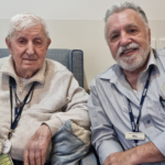 Ridleyton Greek Home for the Aged (RGHA) Lifestyle Coordinator Bill Papazafiropoulos with resident Andreas.