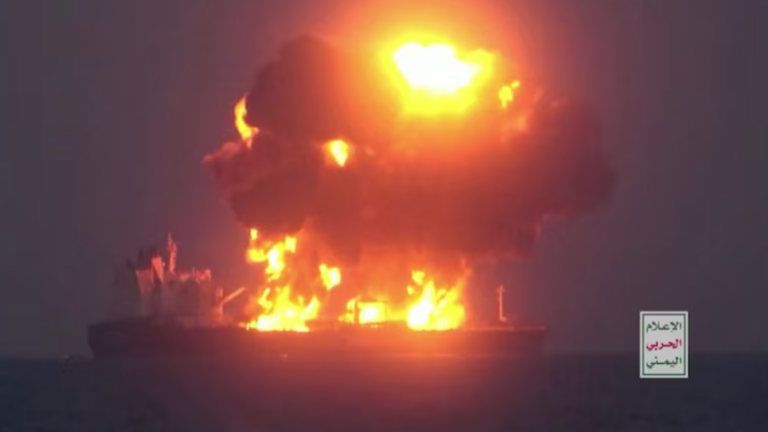 Ablaze Greek-flagged tanker an environmental threat after Houthi attack in Red Sea