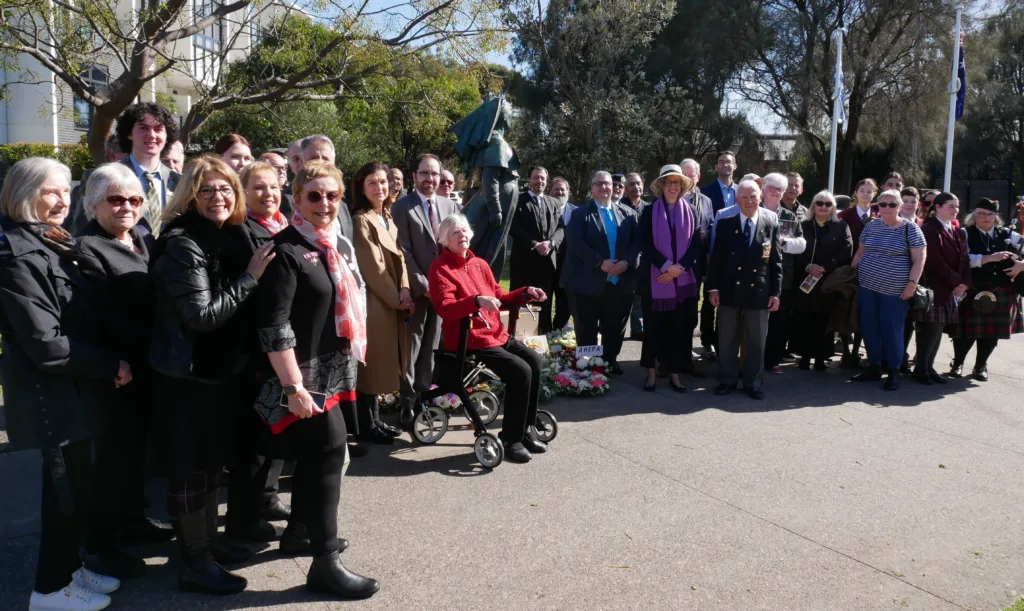 Some of those who attended the Lemnos Gallipoli Memorial service at Lemnos Square Albert Park. Photo Jim Claven 2024.