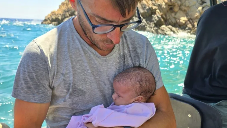 Baby rescued on Tilos island after being stranded for days