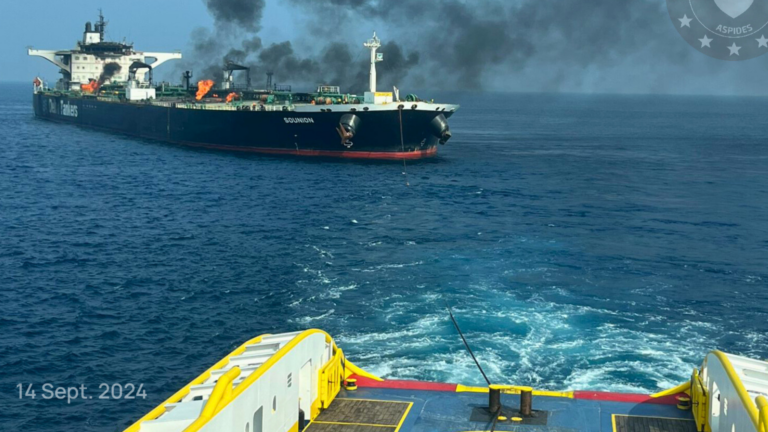 Salvage operation underway for ablaze Greek oil tanker in the Red Sea