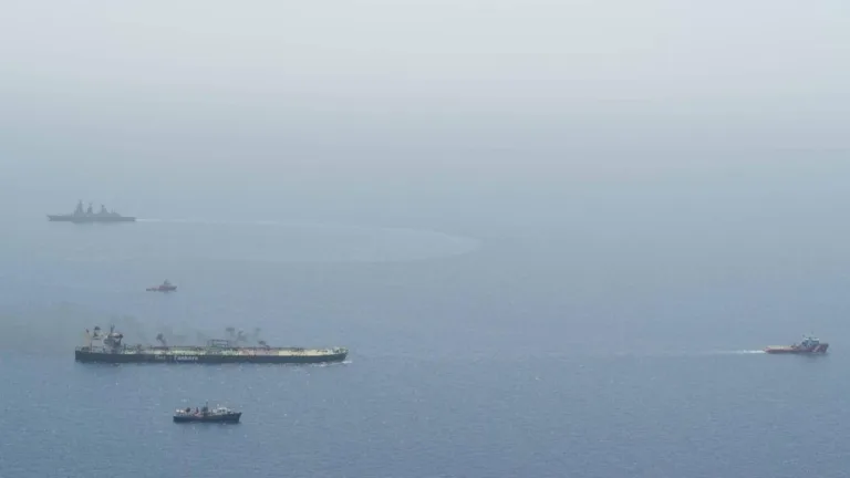 Greek-flagged oil tanker ablaze in Red Sea successfully towed to safe area