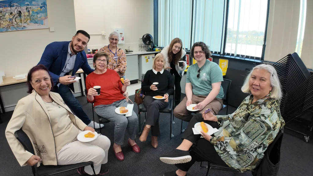 RMIT students and SydWest staff engaging with culturally diverse seniors in Blacktown.