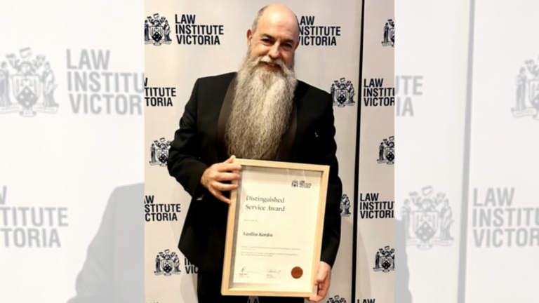 Bill Kordos presented with Law Institute of Victoria’s Award of Distinguished Service