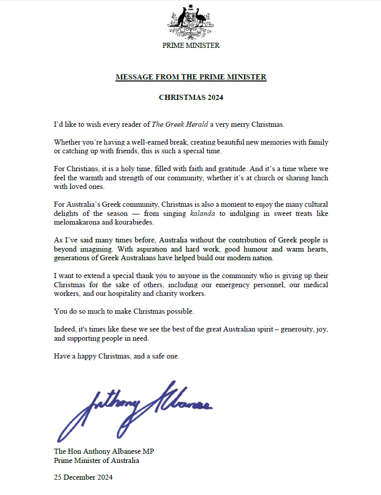 Australian Prime Minister Anthony Albanese sends Christmas message