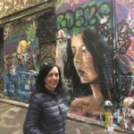Syrmo Kapoutsi getting the Melbourne graffiti experience at Hosier Lane