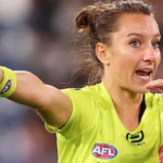 Eleni Tee makes history as AFL’s first mother umpire