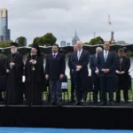 The VIP stand at the 25th March parade 2023