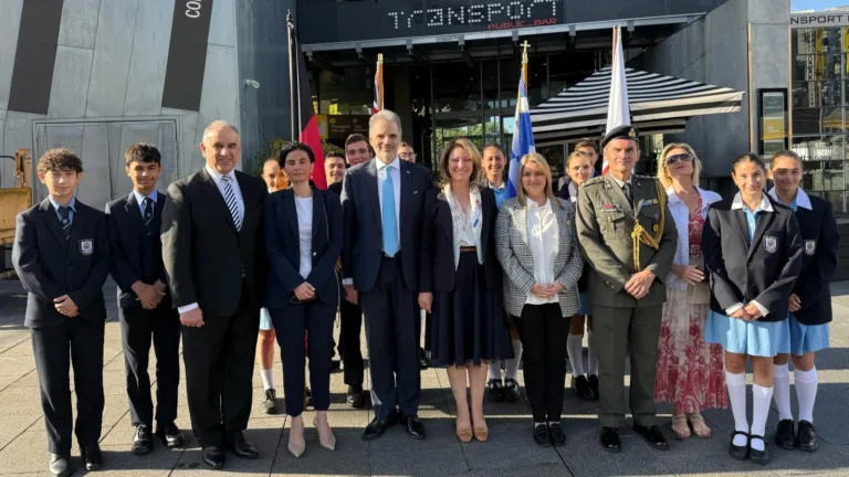 Greek flag raised at Melbourne’s Federation Square in honour of Independence Day