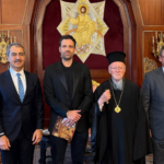 Ecumenical Patriarch Bartholomew receives singer Konstantinos Argiros at the Phanar
