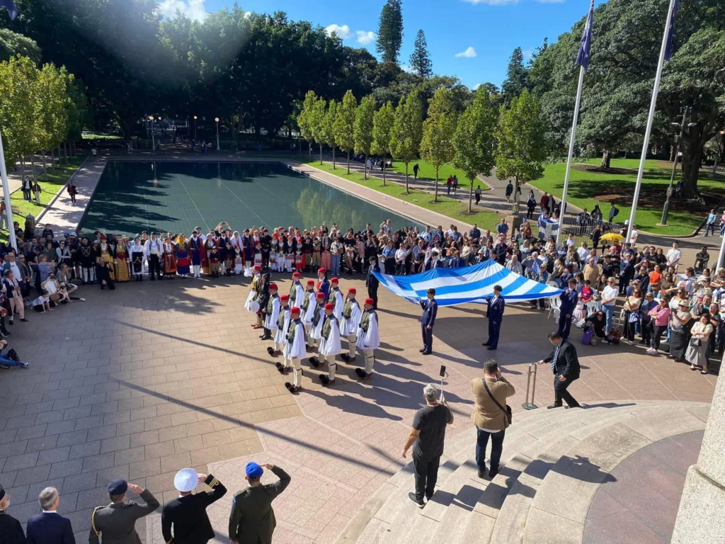 evzones at anzac hyde park memorial