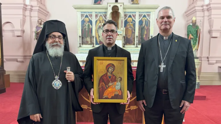 Bishop Kyriakos of Melbourne meets with Roman Catholic Archbishop Peter Comensoli
