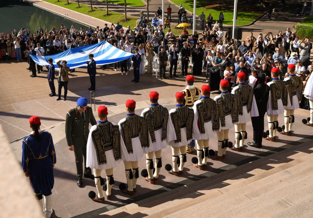 evzones at anzac hyde park memorial