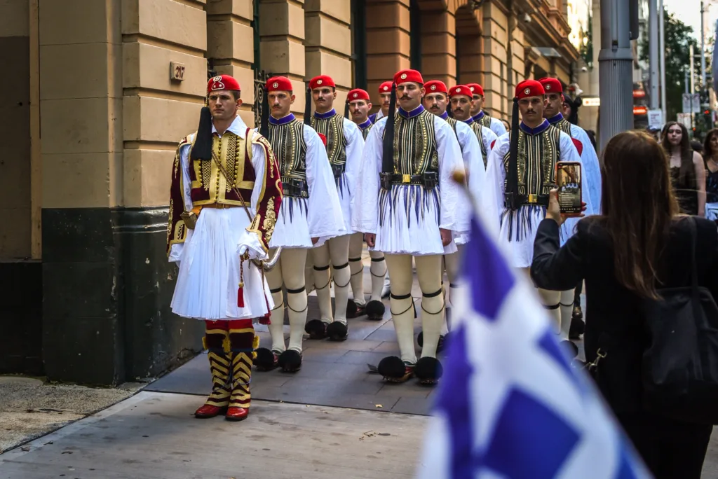 evzones at anzac hyde park memorial