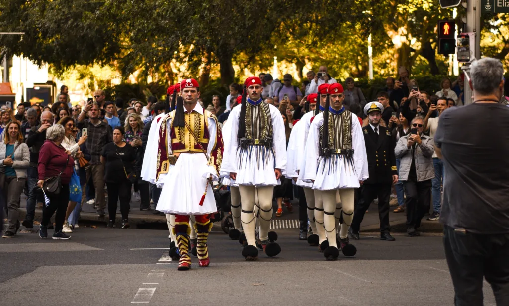 evzones at anzac hyde park memorial
