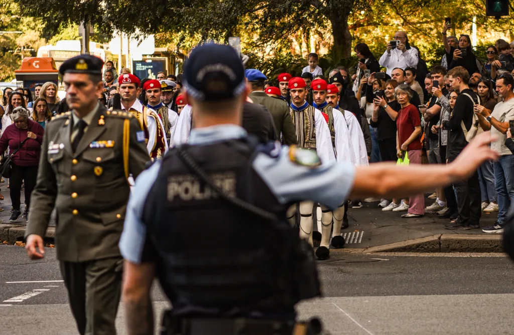 evzones at anzac hyde park memorial