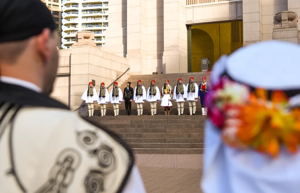evzones at anzac hyde park memorial