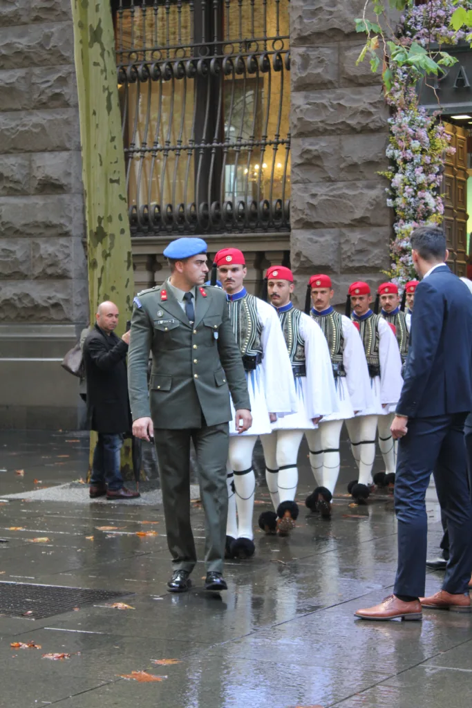 evzones at the martin place cenotaph in sydney