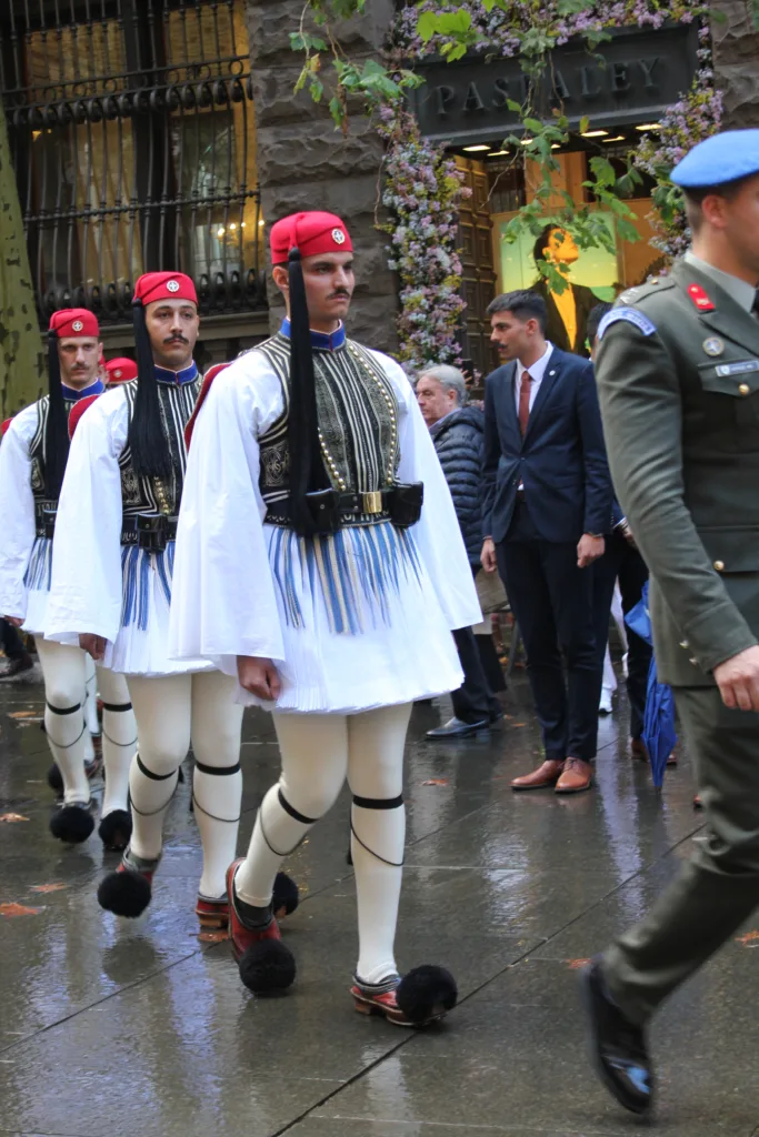 evzones at the martin place cenotaph in sydney