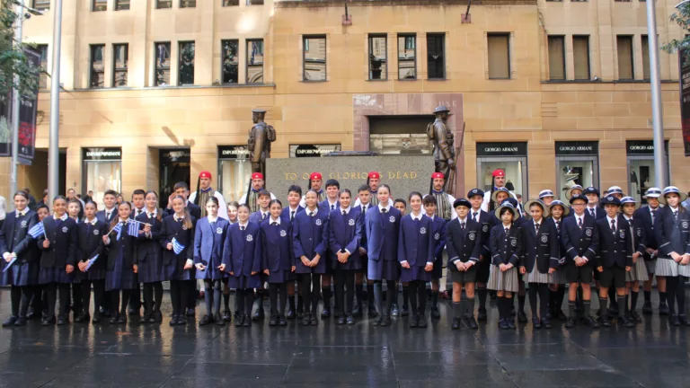 Rain clears for moving Evzones Guard of Honour ceremony at Martin Place Cenotaph