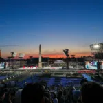 Australian Paralympic teams enjoys the 2024 Paris Paralympic games opening ceremony at La Concorde, Paris, France