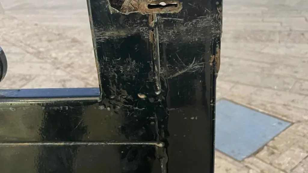 A broken gate at the Greek Orthodox Church of the Annunciation in Nazareth, June 29, 2025.