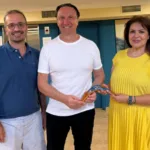 Lefto to right – YMCA of Thessaloniki Yorgos= GCM President Bill Papastergiadis -Maria Papada Foreign Affairs Ministry