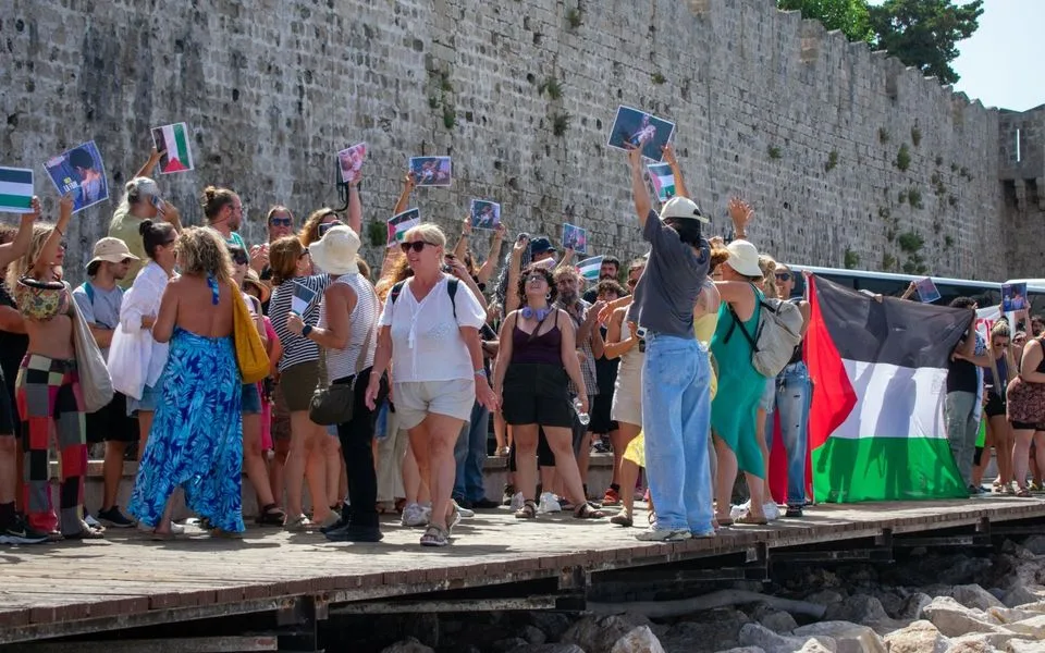 rhodes protests gaza israel