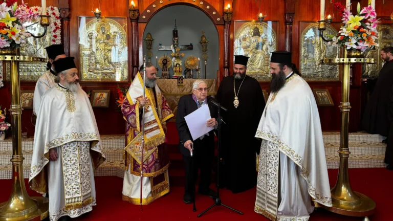 Archbishop Makarios honours George Kotzas in Innisfail for decades of service