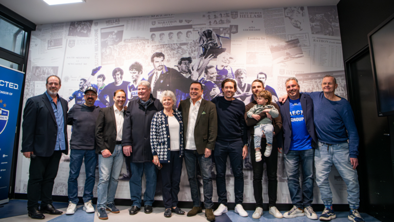 South Melbourne FC unveils ‘Eras of Hellas’ mural at Lakeside Stadium