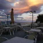 nightview of souvlaki on beach