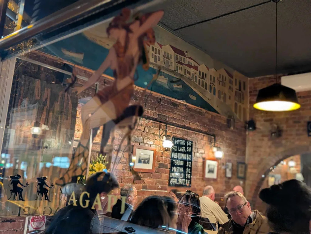 Diners enjoying heart meals at Agapi