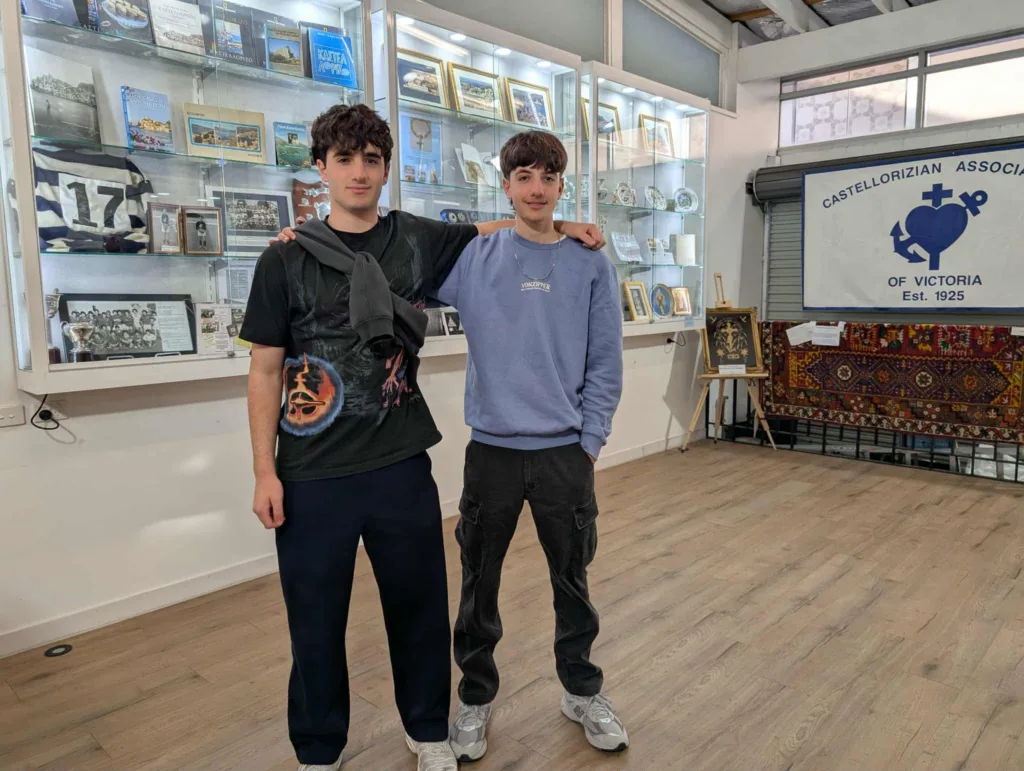 Two young boys came along with their dad