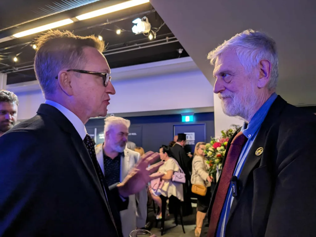 Assistant Minister Julian Hill and Greek Deputy Foreign Minister Ioannis Loverdos