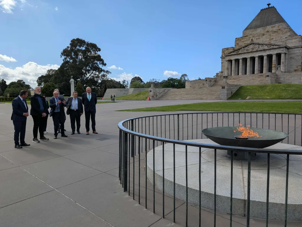 In front of the eternal flame