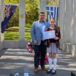 John Pantazopoulos offers Panayiota Dimopoulos her prize