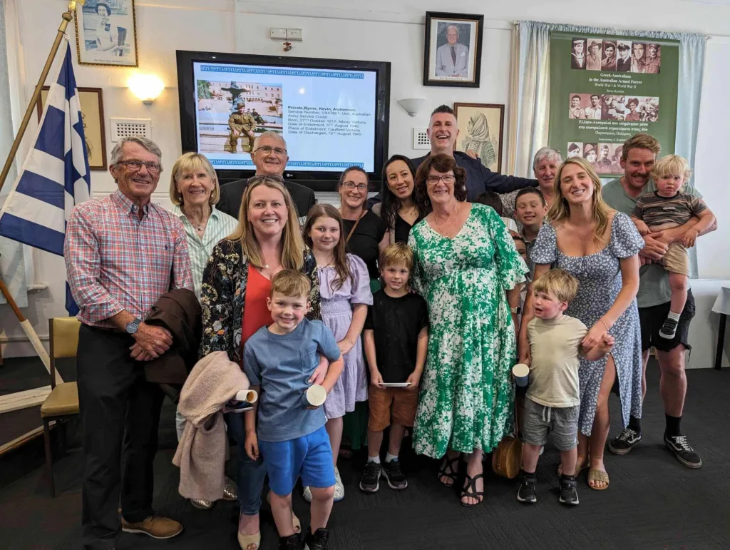 Kevin Byrne's family accepted medals on behalf of their ancestor and made a family reunion of the occasion.