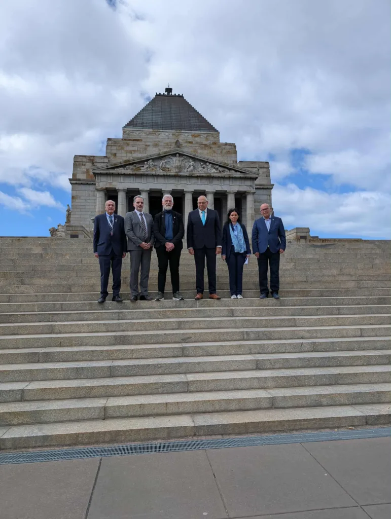 The Greek delegation were presented with badges and information about the memorial