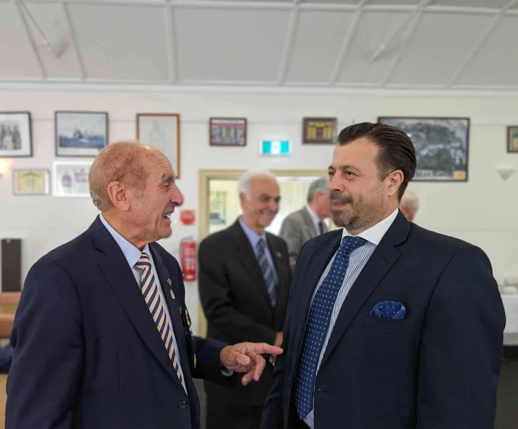 Steve Kyritsis and former Greek consul general of Melbourne, Emmanuel Kakavelakis. Each new Greek consul general reaches out to him to continue the search