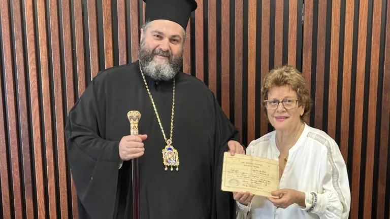 Kezilas family donates historic baptism record to Greek Orthodox Archdiocese of Australia
