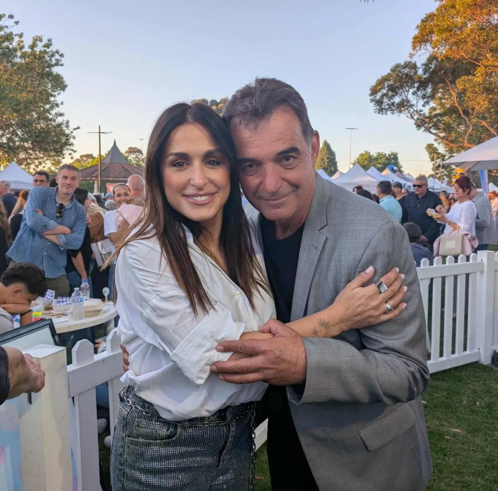 Singer Christina Salti and Oakleigh Community President Chris Damatopoulos