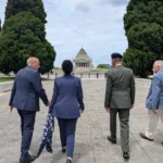 Steve Kyritsis, Dimitra Georgantzoglou, Anastasios Polychronos and Con Dimaras on the way to the Shrine