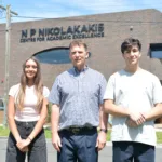 28. Dux Mattea Georges and Dux Proximus Alexander Korlos with Principal Mark Robertson