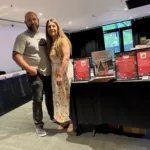 Joanna Malioris with her husband Paul at the Greek Community of Melbourne Book Fair