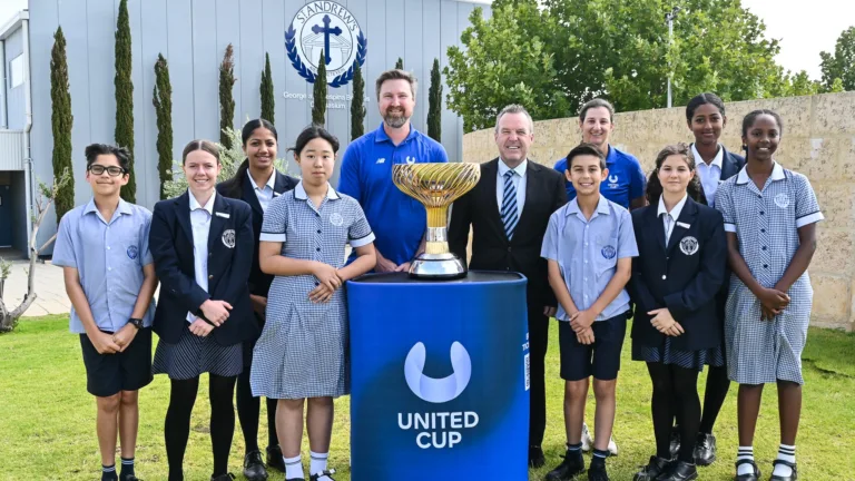 Team Greece fever builds as United Cup trophy visits St Andrew’s Grammar in WA
