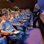 Teacher-Lambropoulou-and-Year-8-and-9-students-who-narrated-the-event