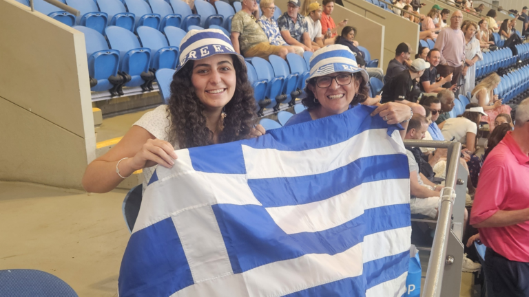 Melbourne Park turns blue and white as Greek supporters rally behind Tsitsipas