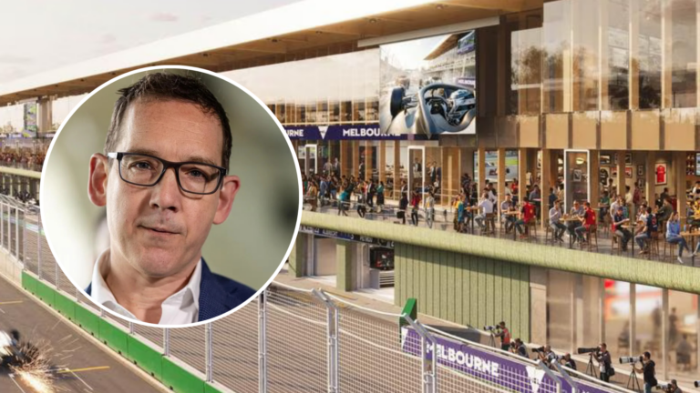 Steve Dimopoulos MP announces start of Albert Park Grand Prix pit building redevelopment
