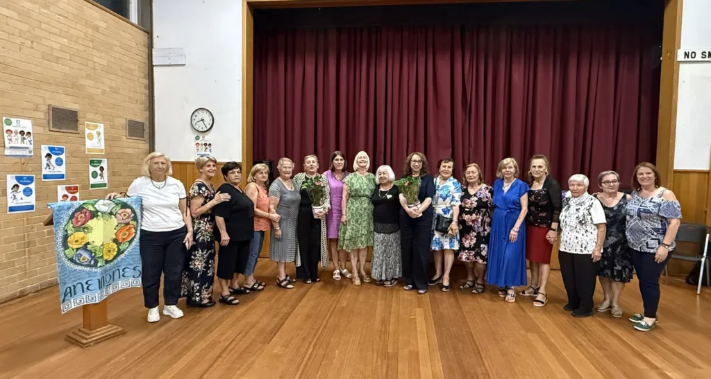 Guests speakers Dr. Helen Kalaboukas and Dina Gerolymou with members of the Hellenic Women’s Federation of Victoria and Bronwyn Halfpenny MP for Thomastown