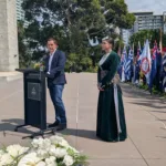Steve Dimopoulos makes the announcement of naming of Democracy Place